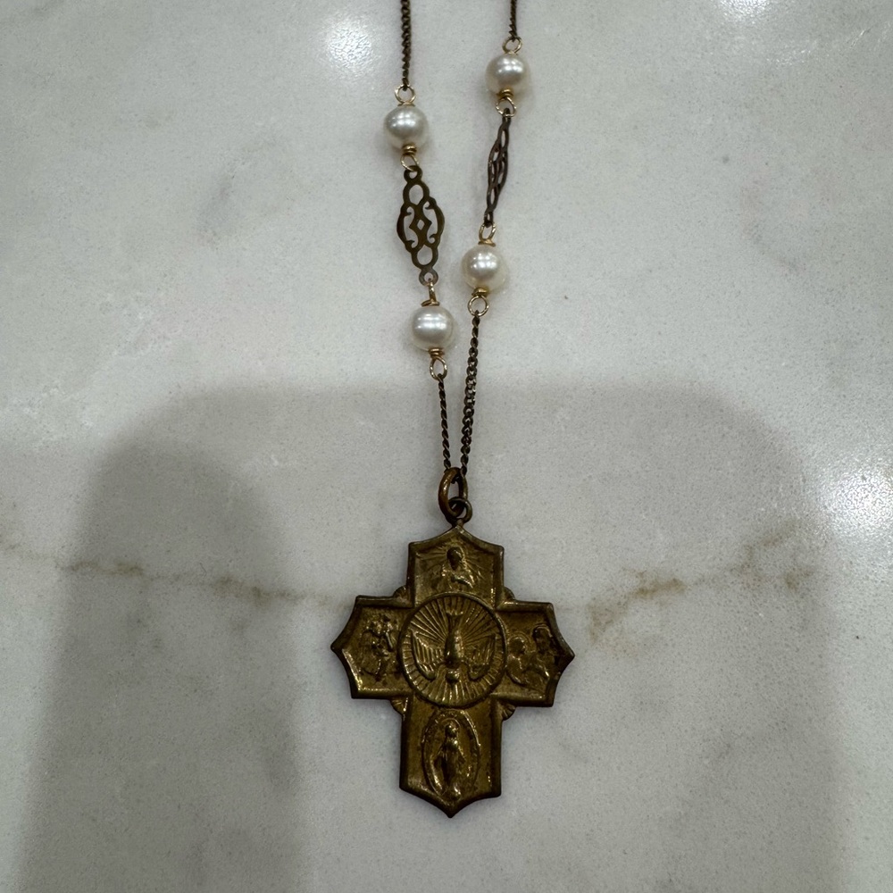 Gold Cross Pendant Necklace